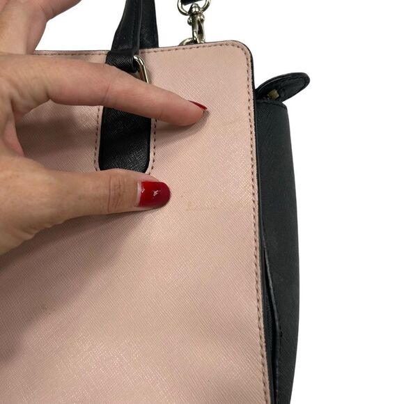 Kate Spade Laurel Way Reese Saffiano Leather Blush Pink Black Crossbody - Picture 15 of 16